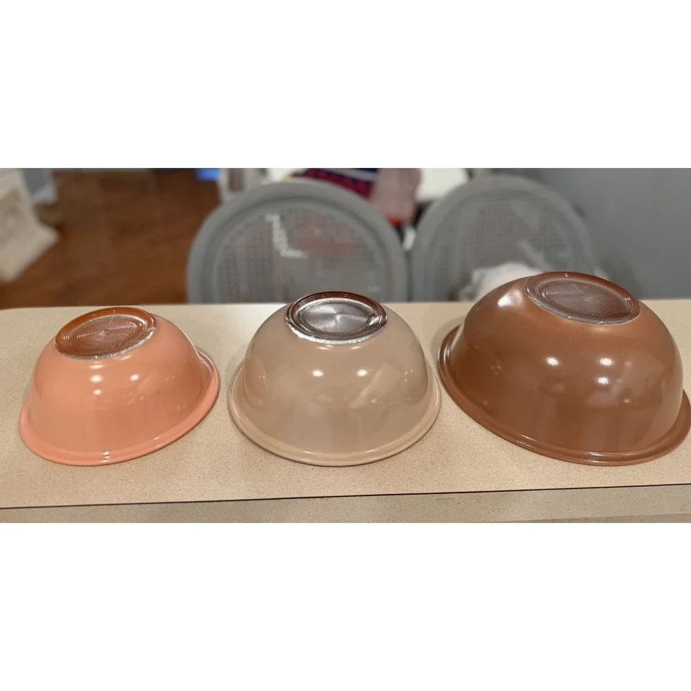Vintage Pyrex Autumn Nesting Bowls Set of Three Made in the USA Rainbow Mixing